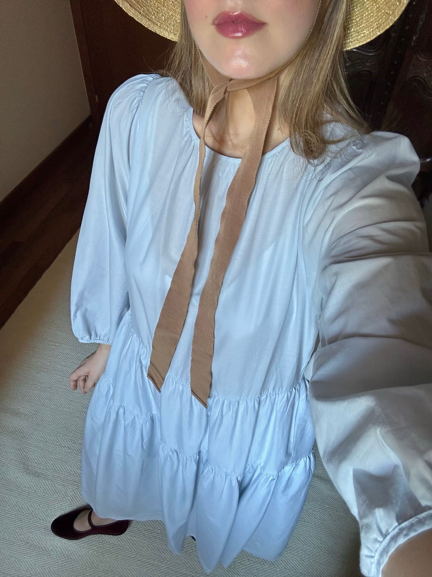 Pure Organic Cotton Light Blue Tiered Dress