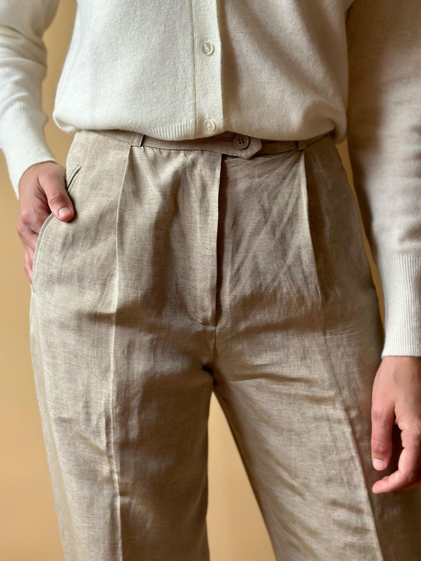 Vintage Max Mara Beige Silk Trousers