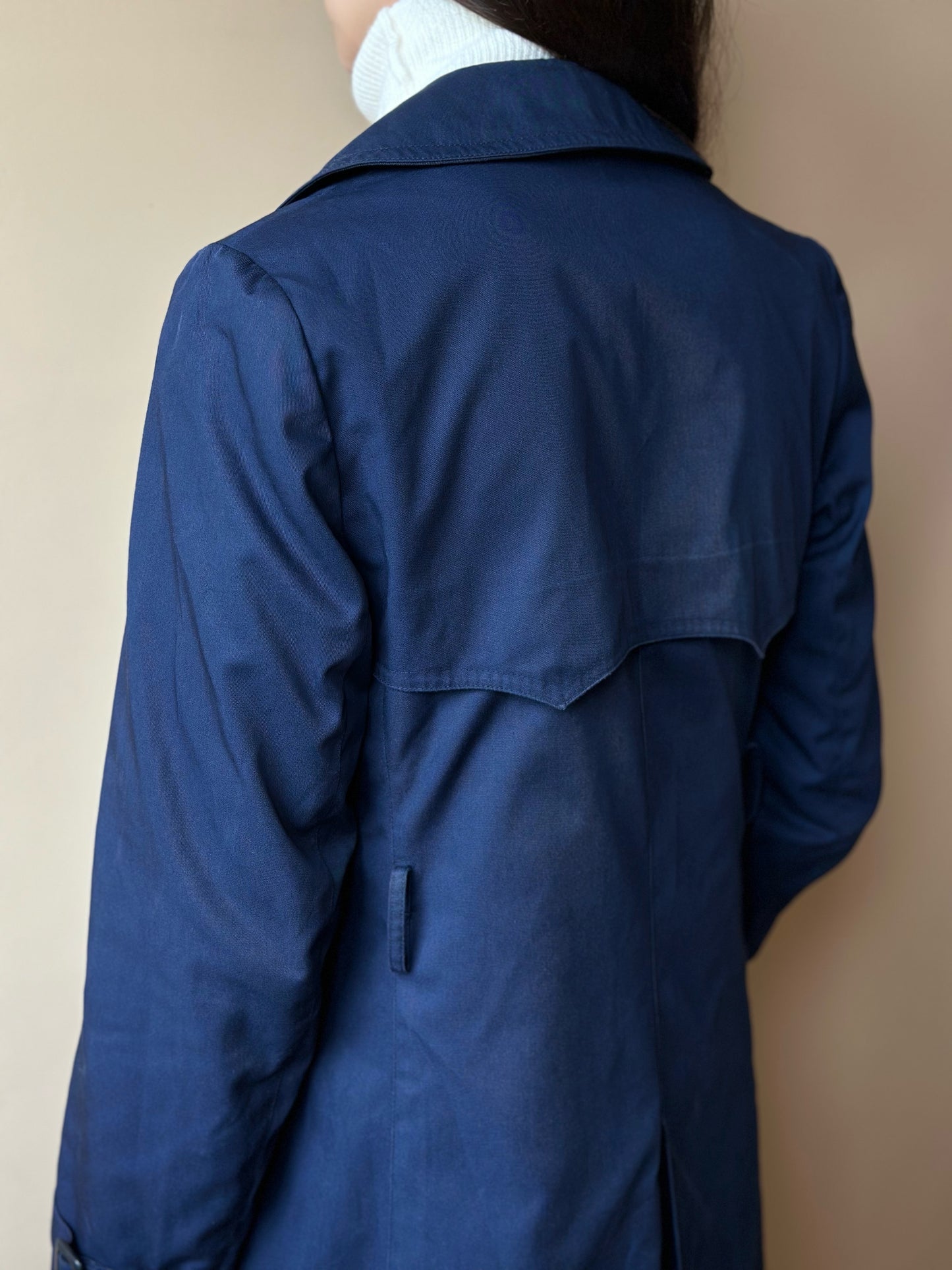 Vintage Sealup Navy Blue Trench Coat