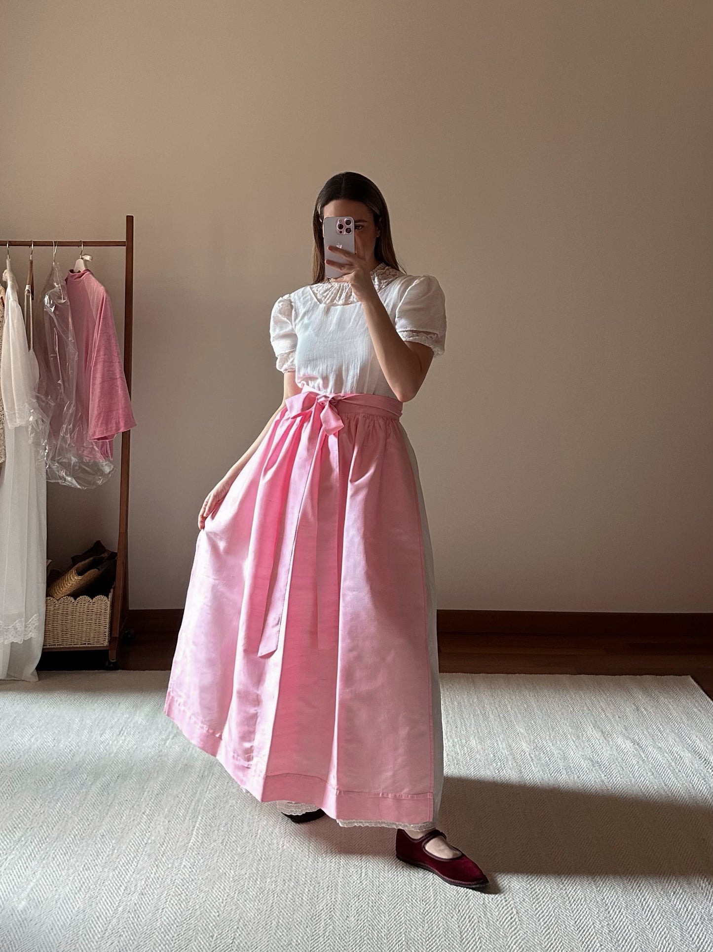 100% Pink Silk Apron