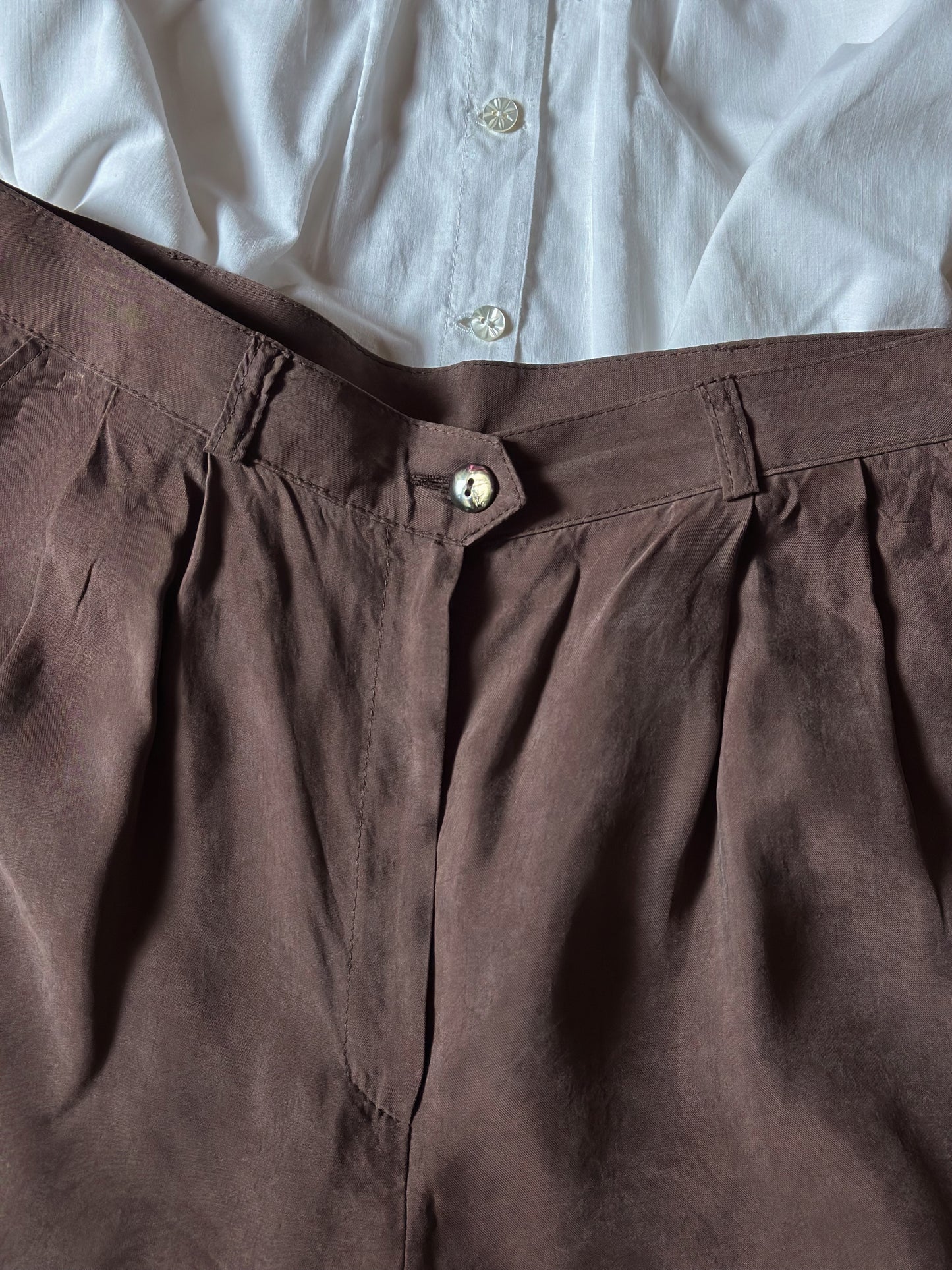 Silk Blend Chocolate Brown Shorts