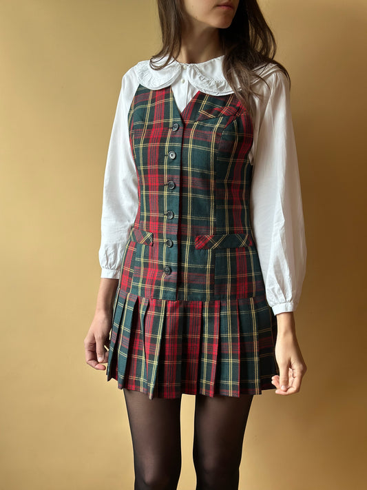 Vintage Tartan Pleated Dress