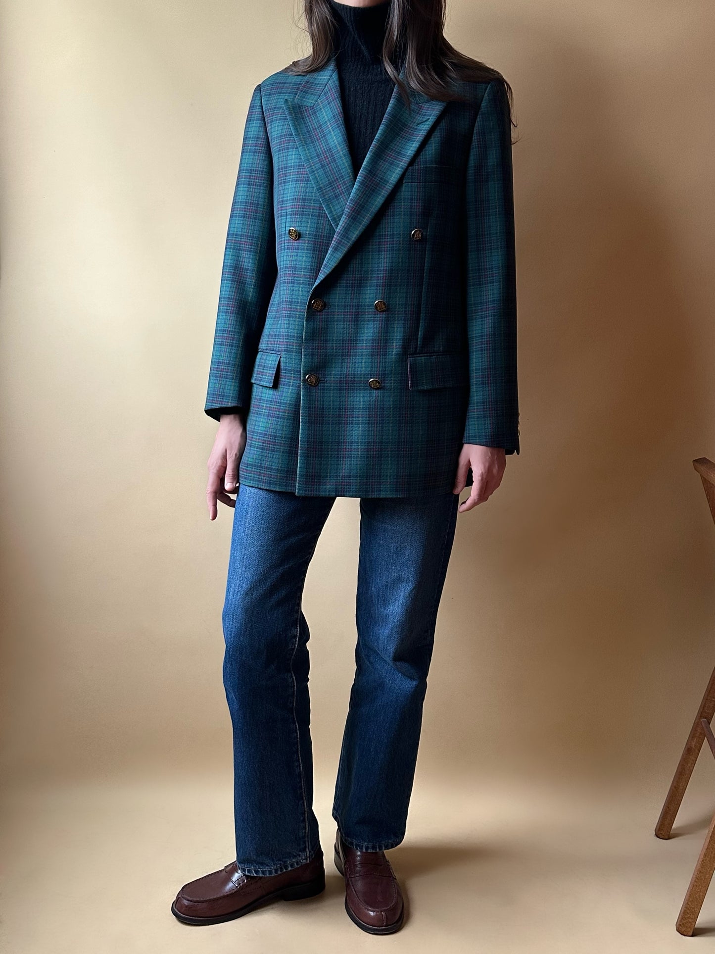 Vintage Green Tartan Blazer