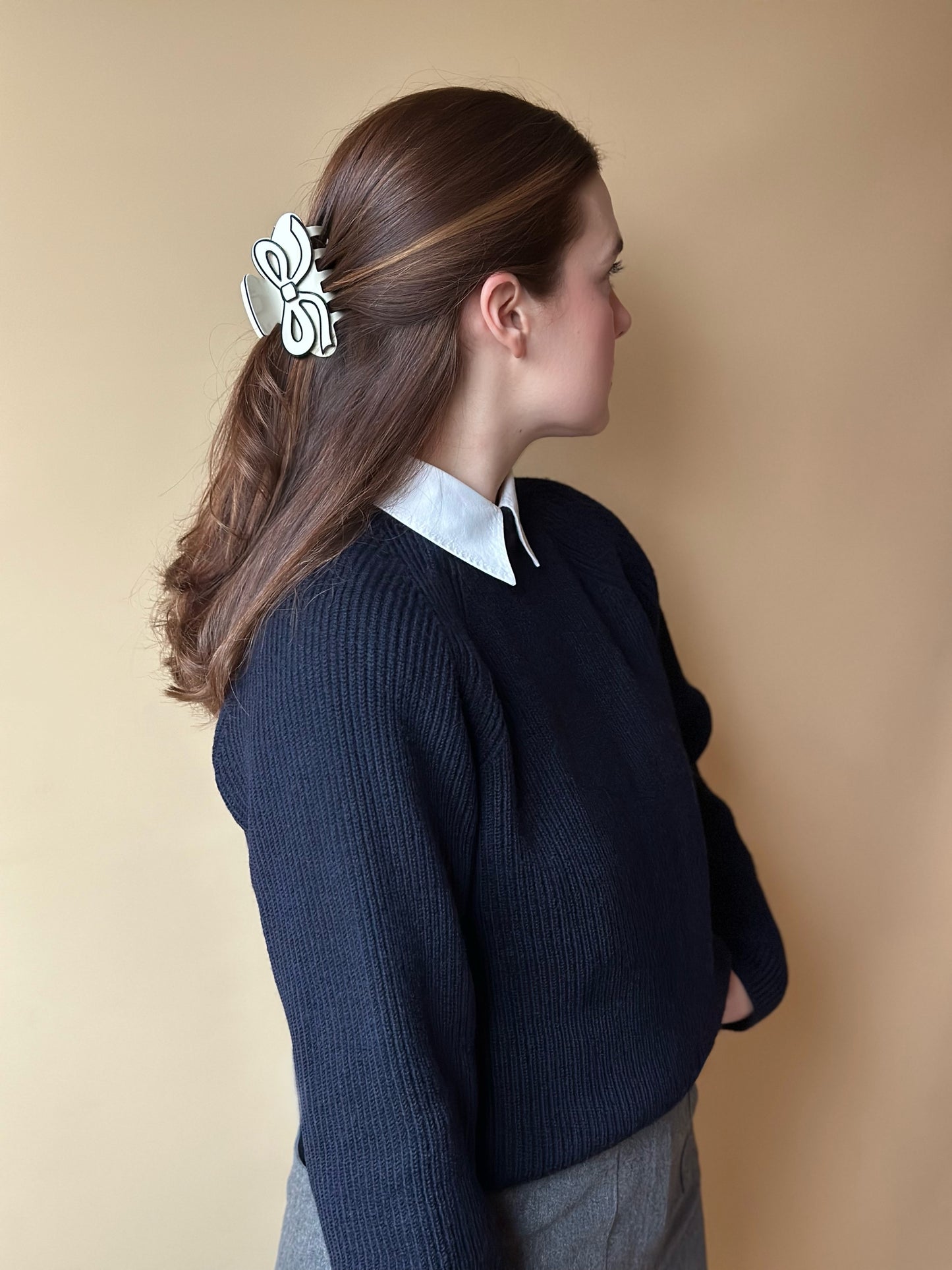 Vintage Ribbed Navy Blue Sweater