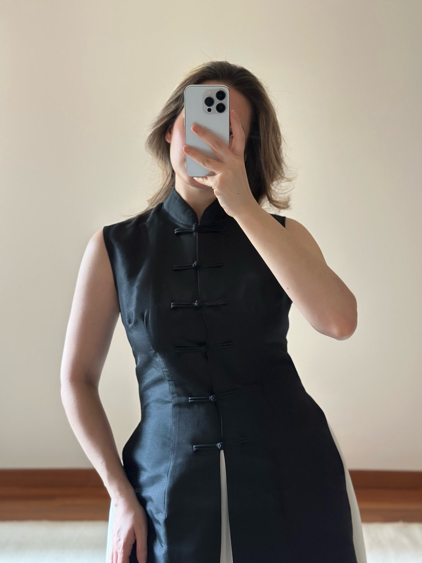 100% Silk Long Black Tang Jacket