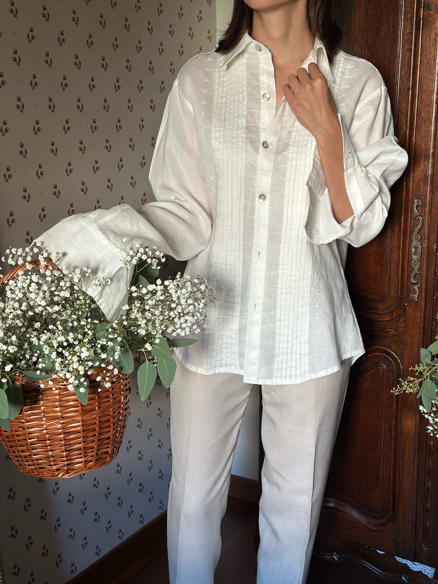 100% Linen Oversized White Shirt