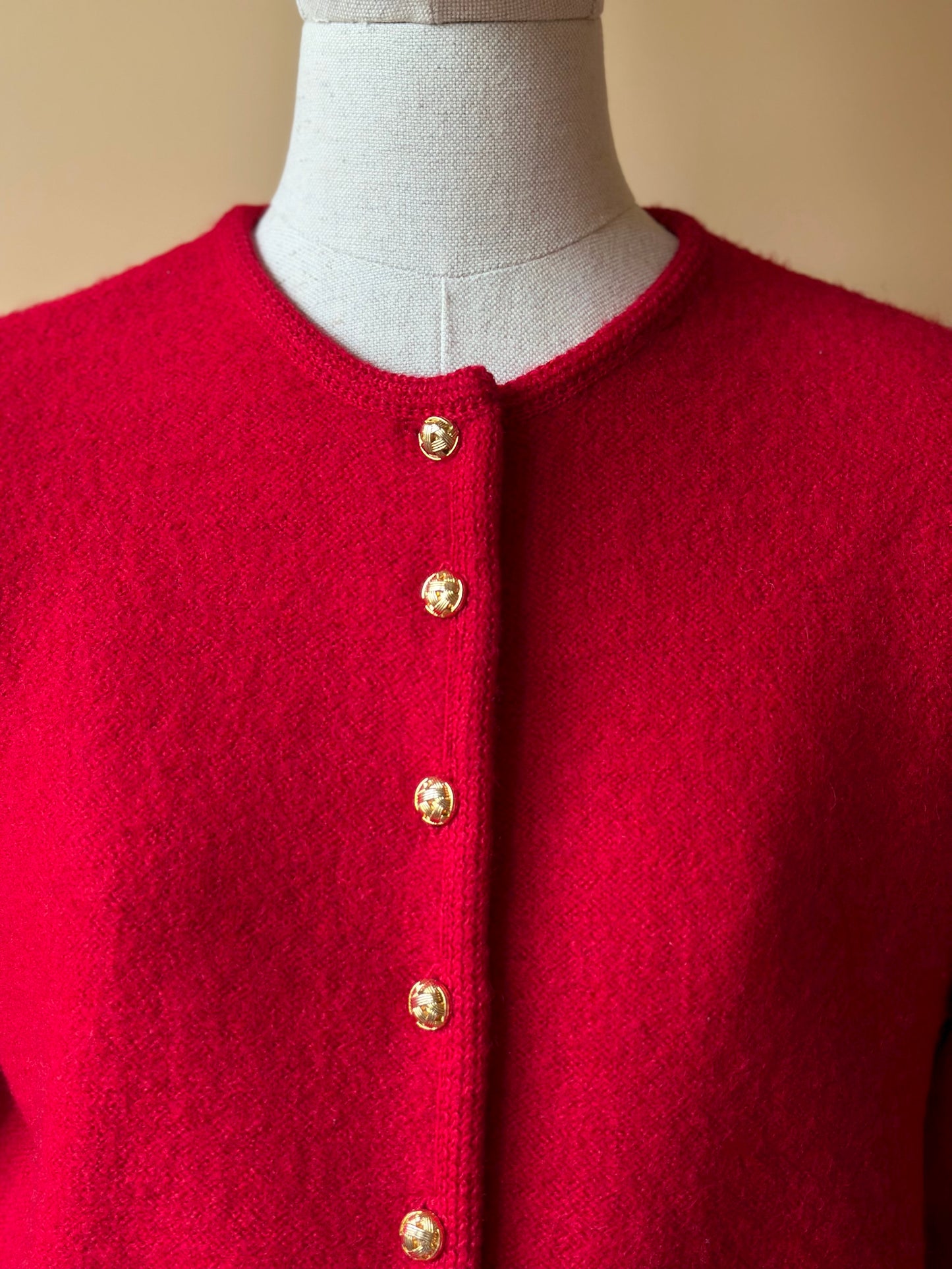 Vintage Red Woolen Cardigan