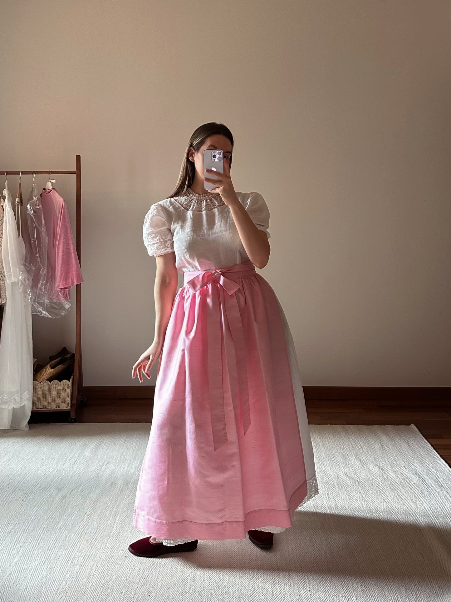 100% Pink Silk Apron