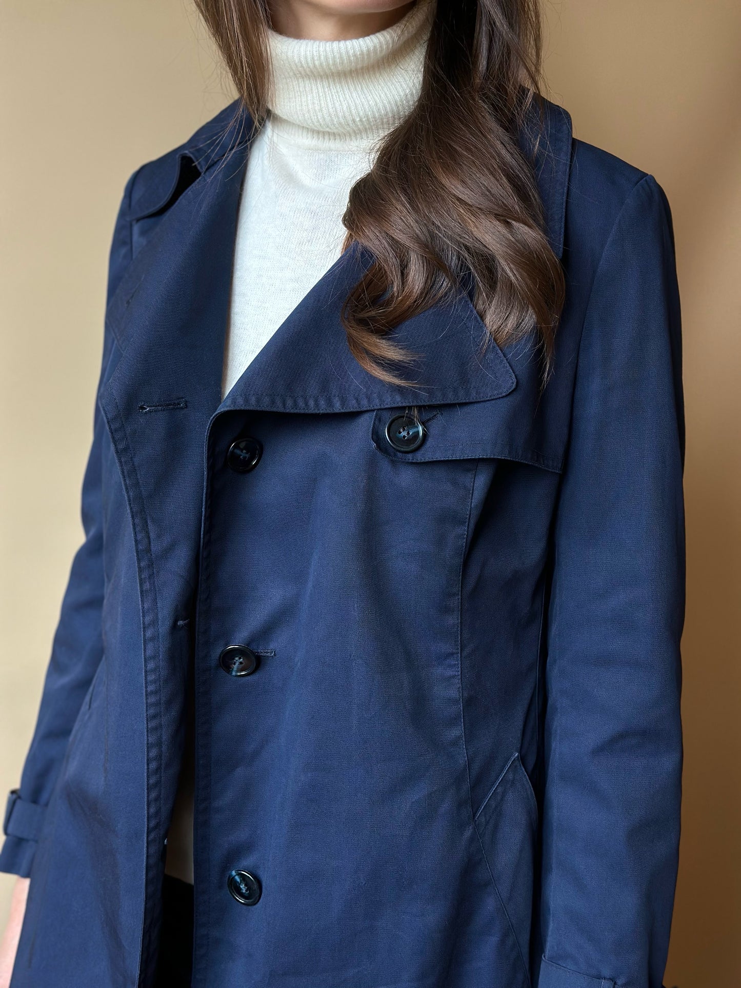 Vintage Sealup Navy Blue Trench Coat