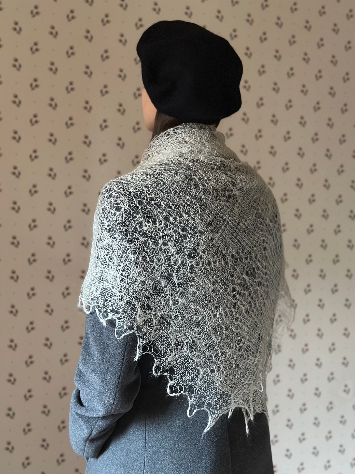 Antique Handmade Silk and Wool Orenburg Shawl