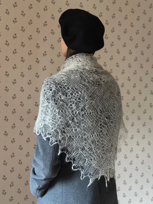 Antique Handmade Silk and Wool Orenburg Shawl