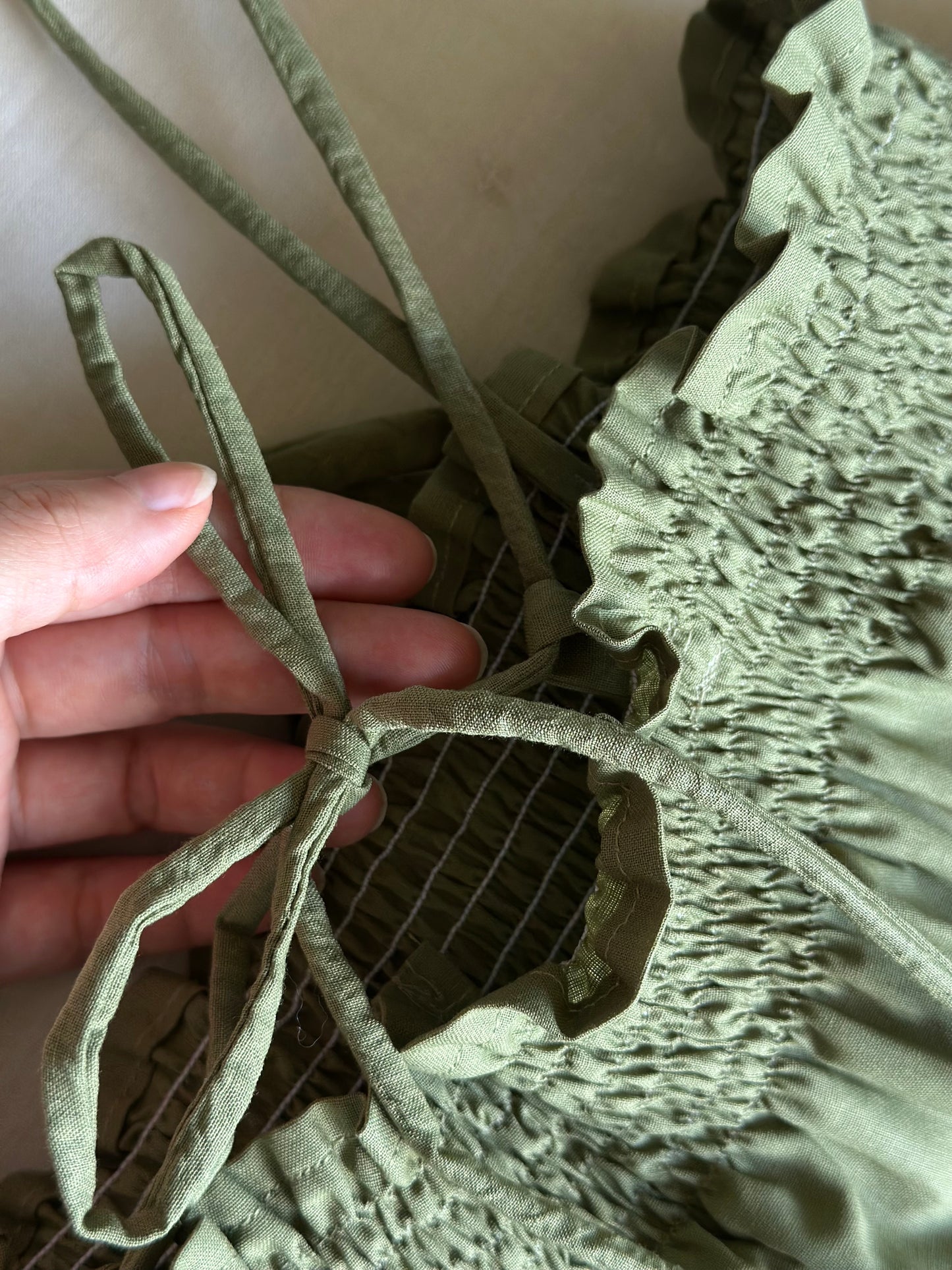 Green Cotton Frill Top