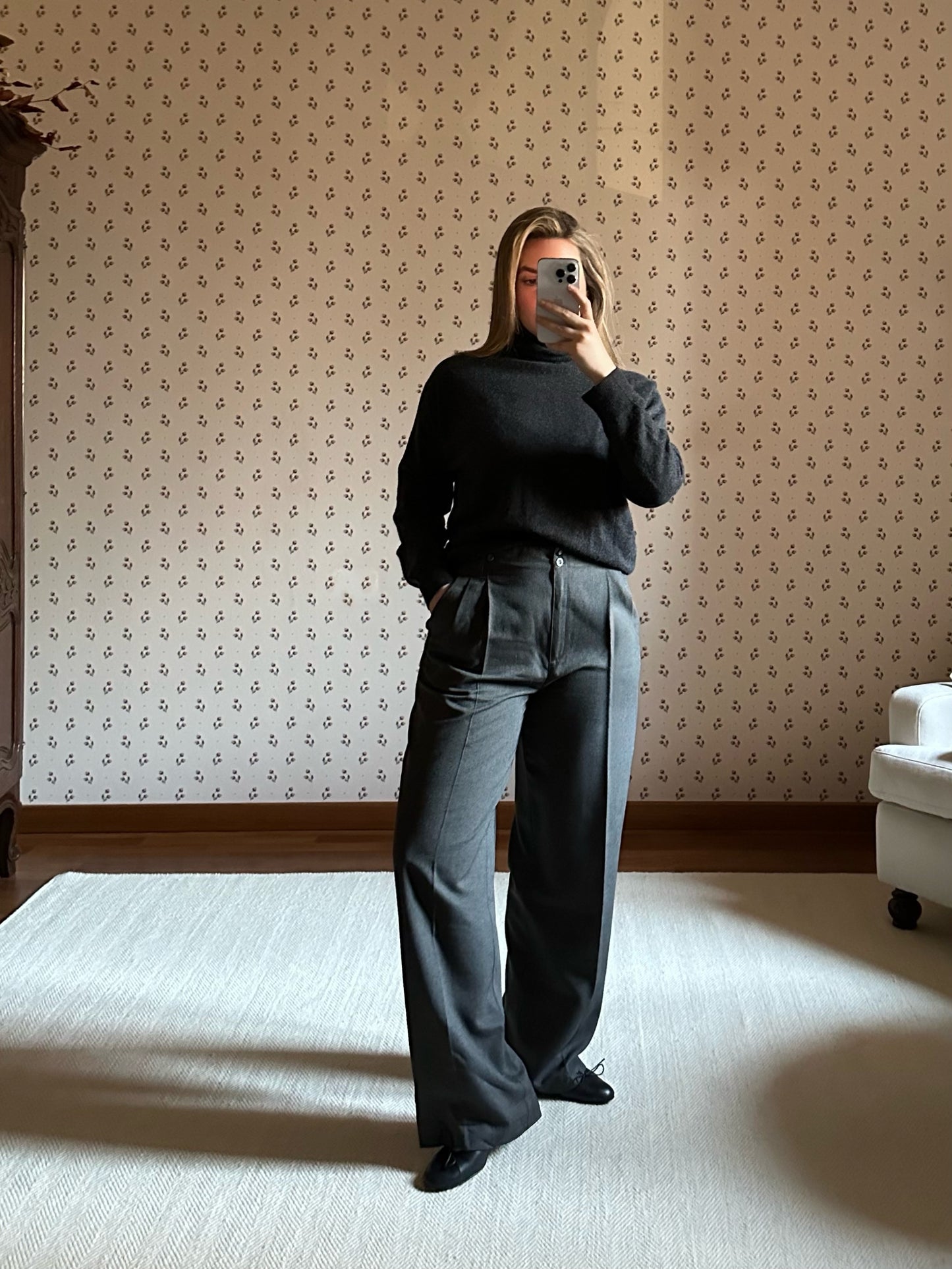 Gray Wool & Viscose Trousers