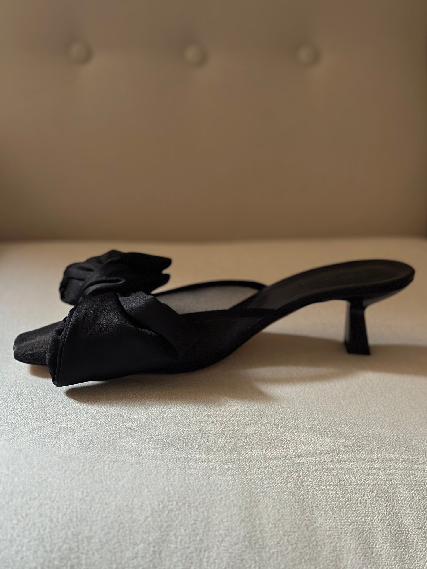 Black Bow Mules by Aylin Koenig