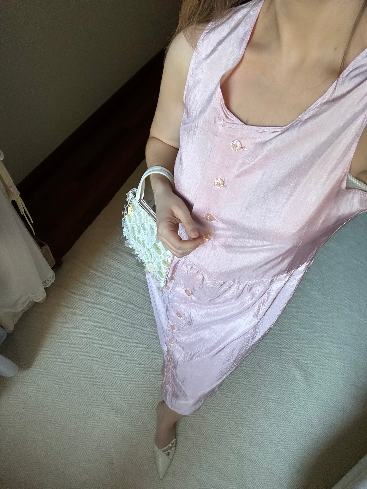 100% Silk Baby Pink Dress