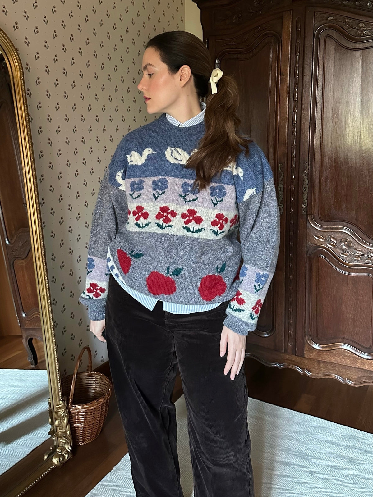Pure Wool Apples & Ducks Irish Sweater