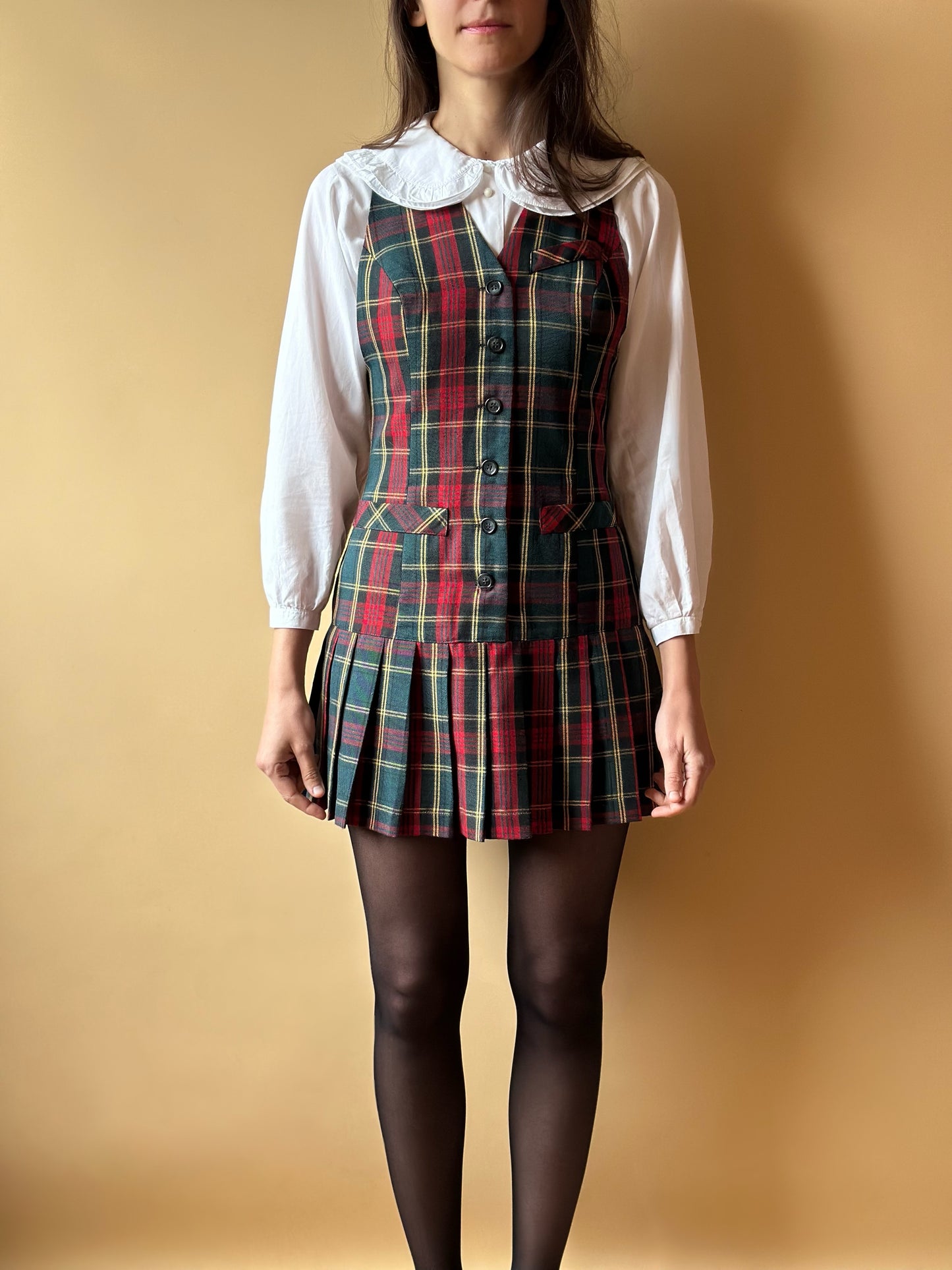 Vintage Tartan Pleated Dress