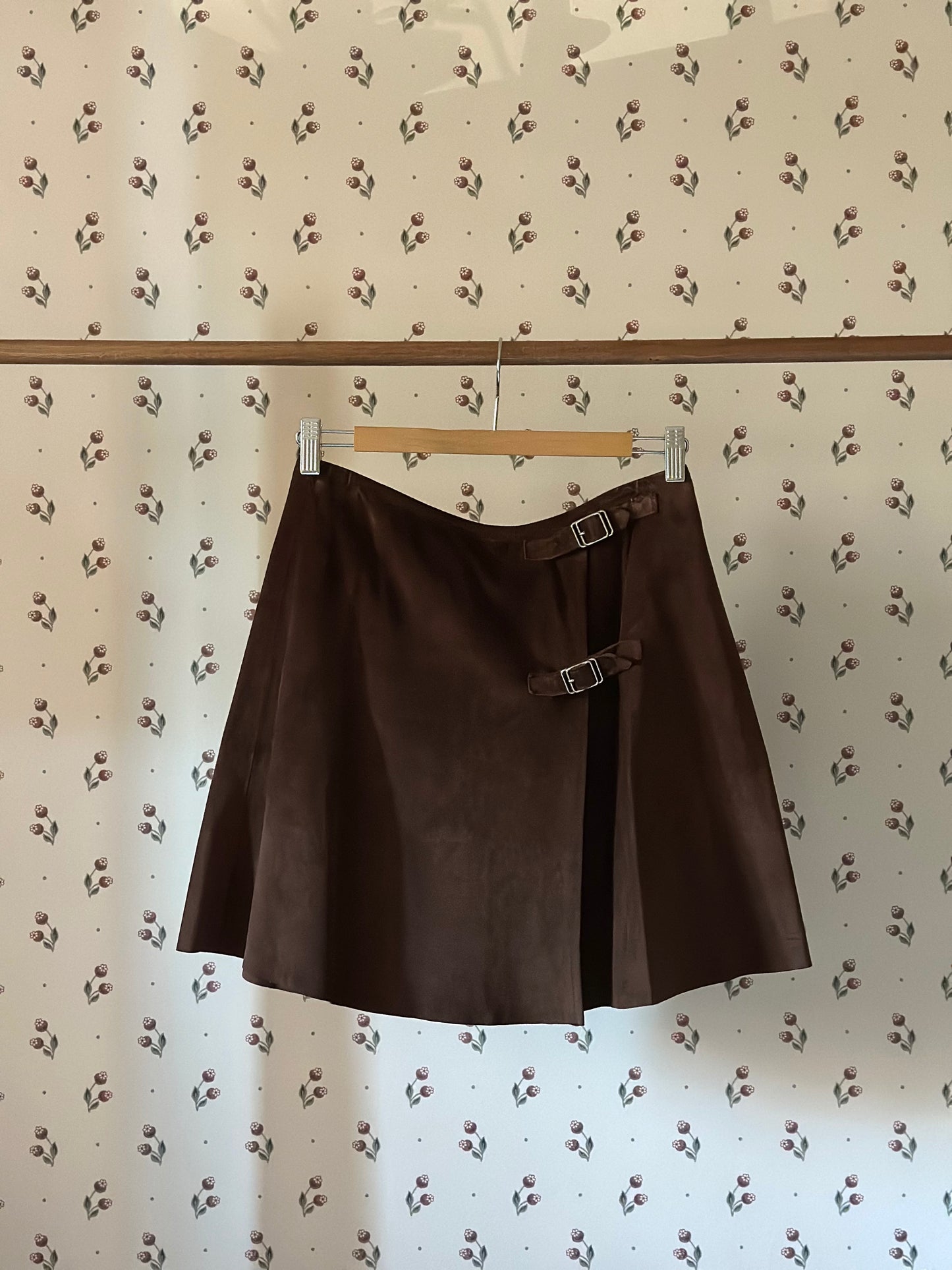 Vintage Suede Brown Wrap Up Mini Skirt