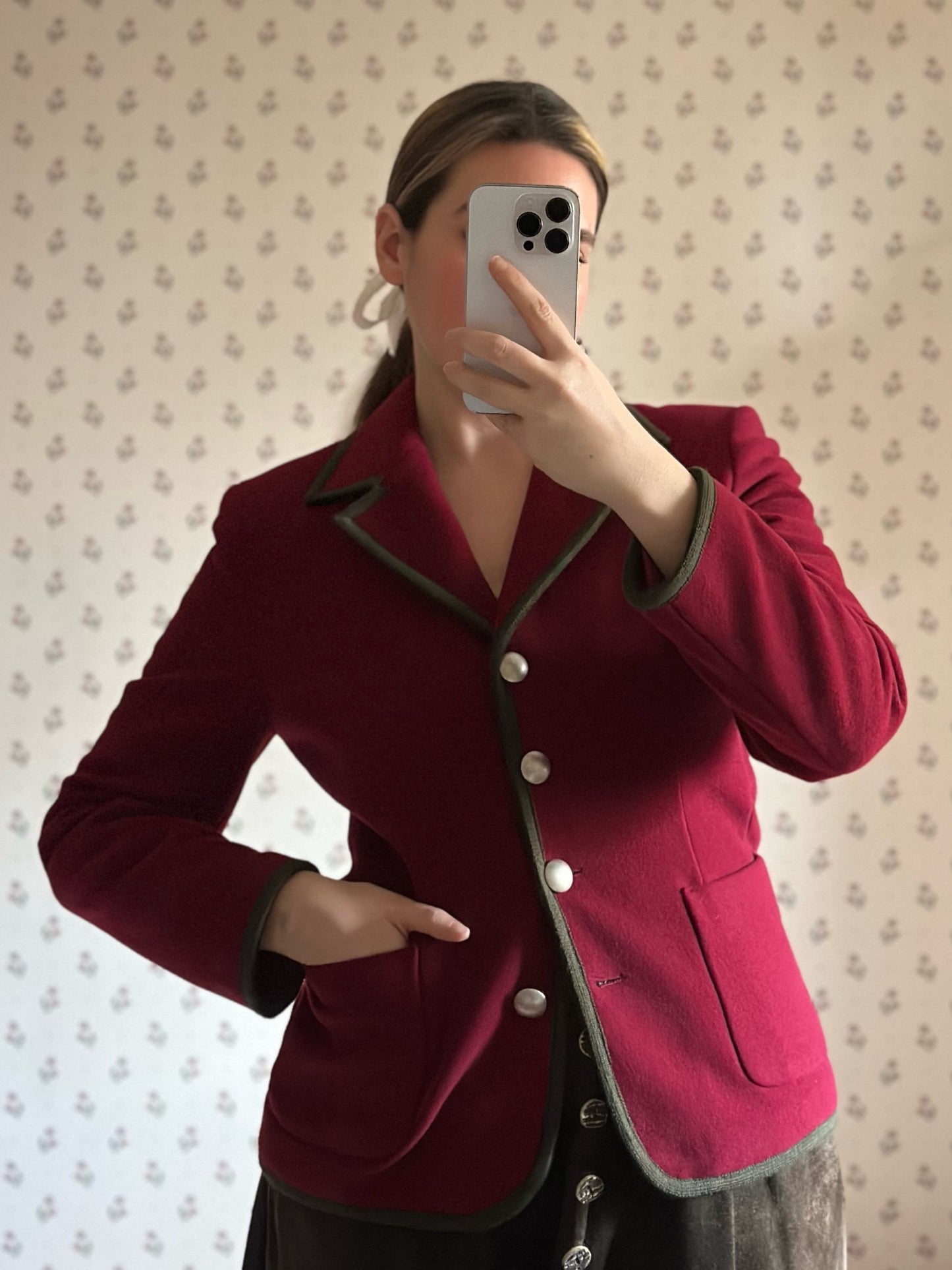 Vintage Burgundy Wool & Cashmere Blazer