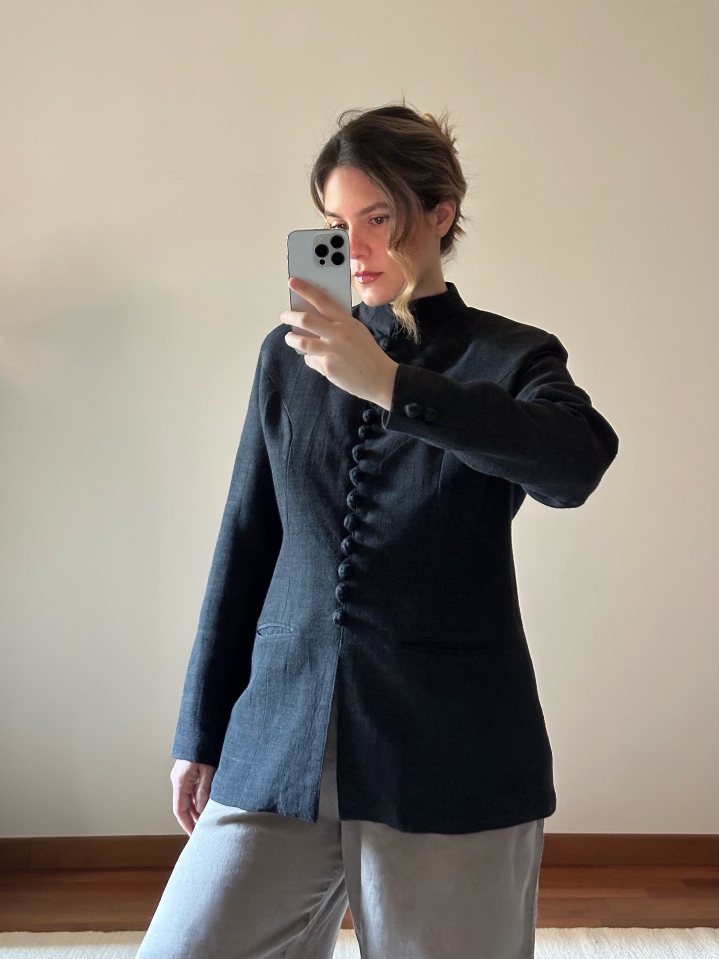 100% Silk Black Blazer