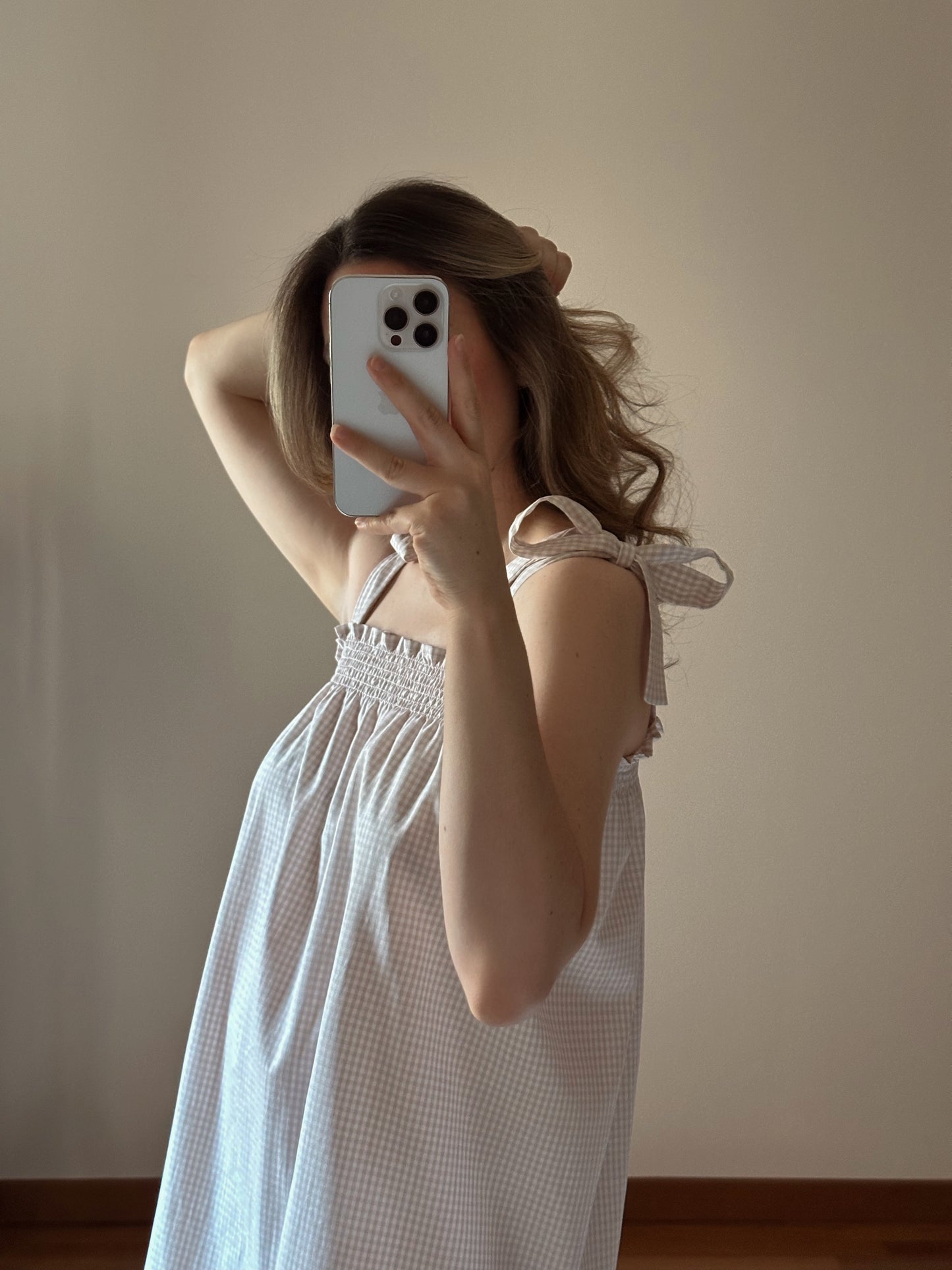 Vichy Cotton Frill Top