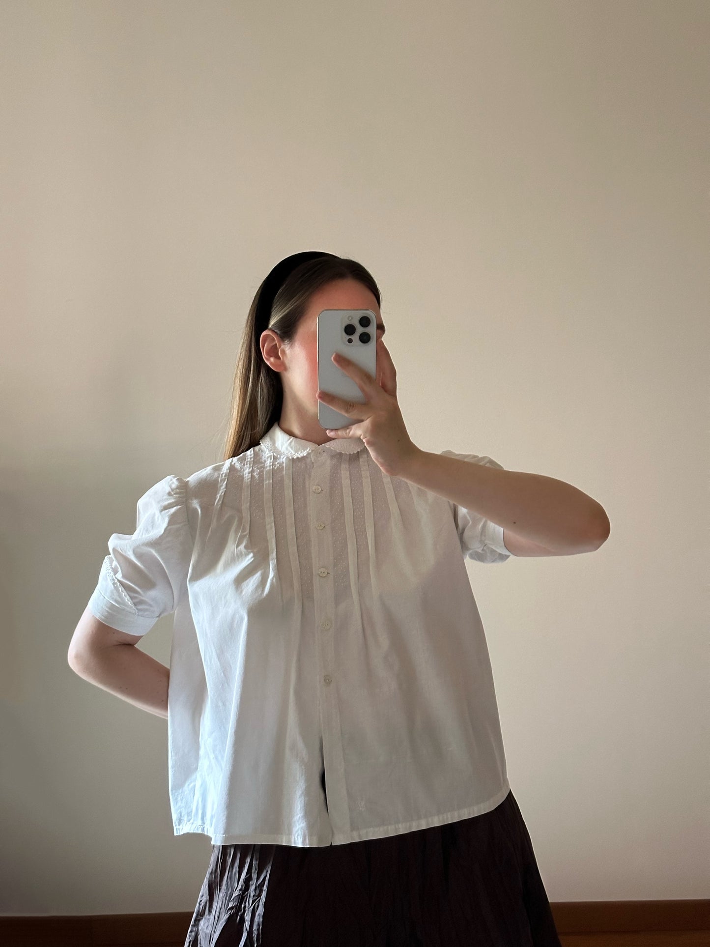 Romantic Short Sleeved White Blouse