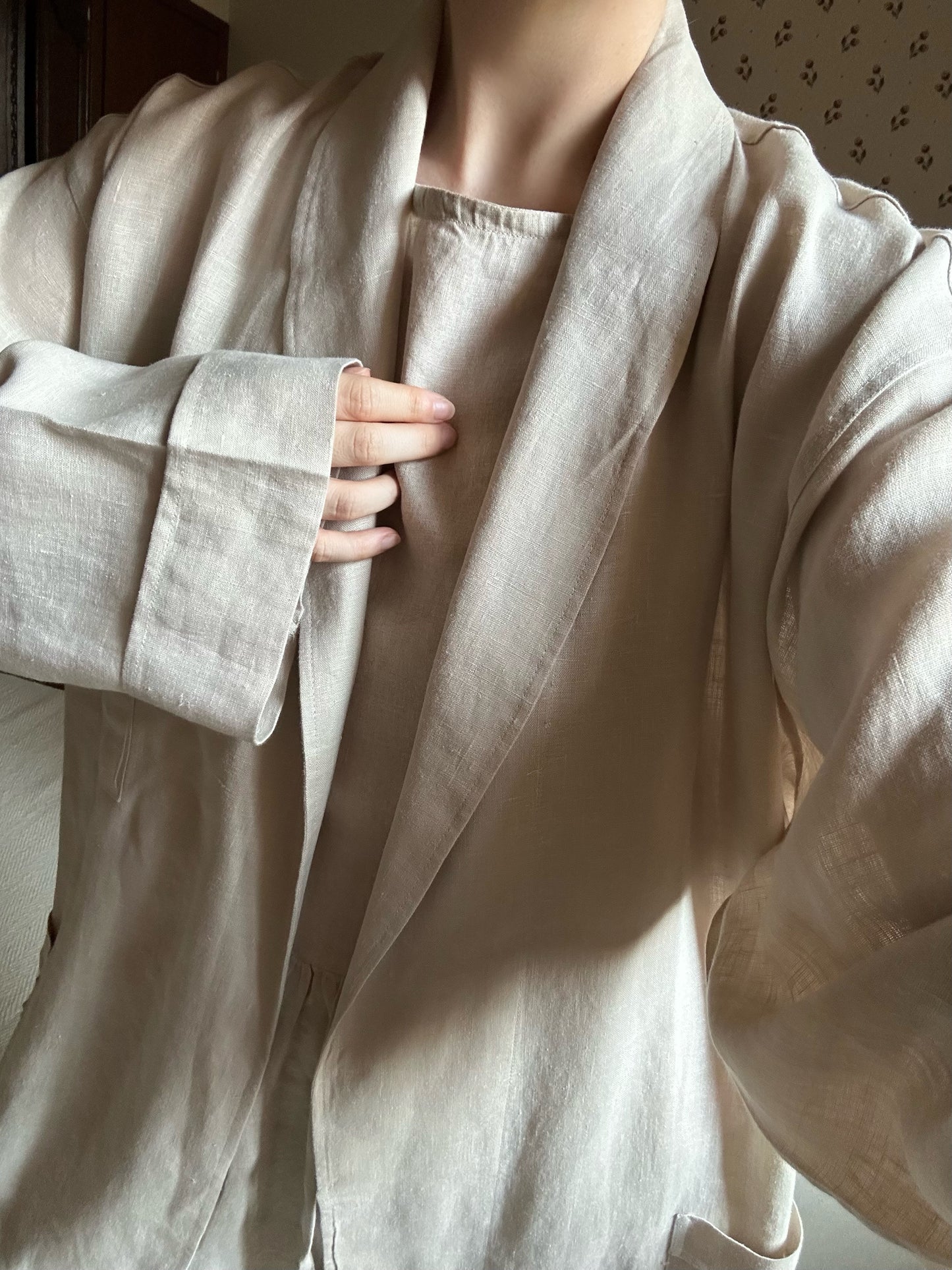 Frette 100% Linen Sand Beige Robe