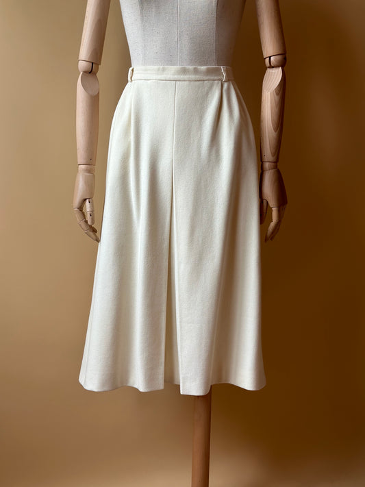 Vintage White Woolen Midi Skirt