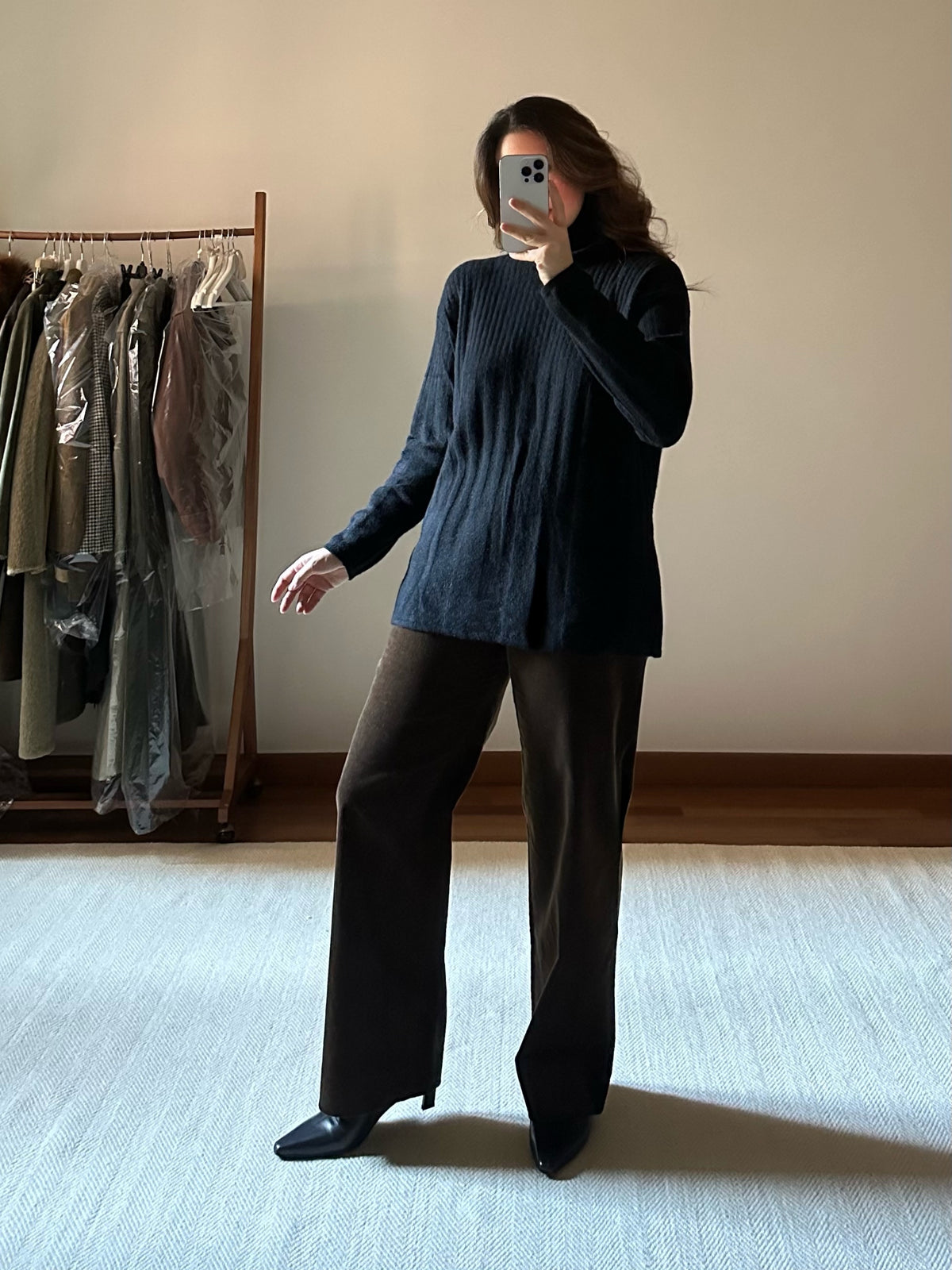 Angora & Lambswool Black Turtleneck