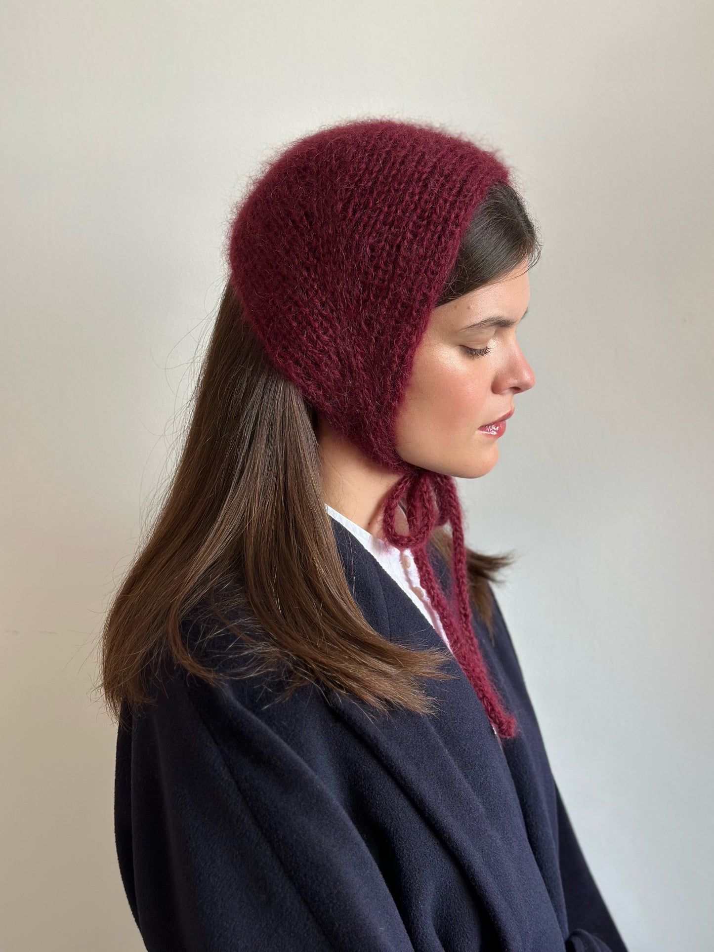 Handmade Silk & Mohair Bonnet -  Deep Merlot