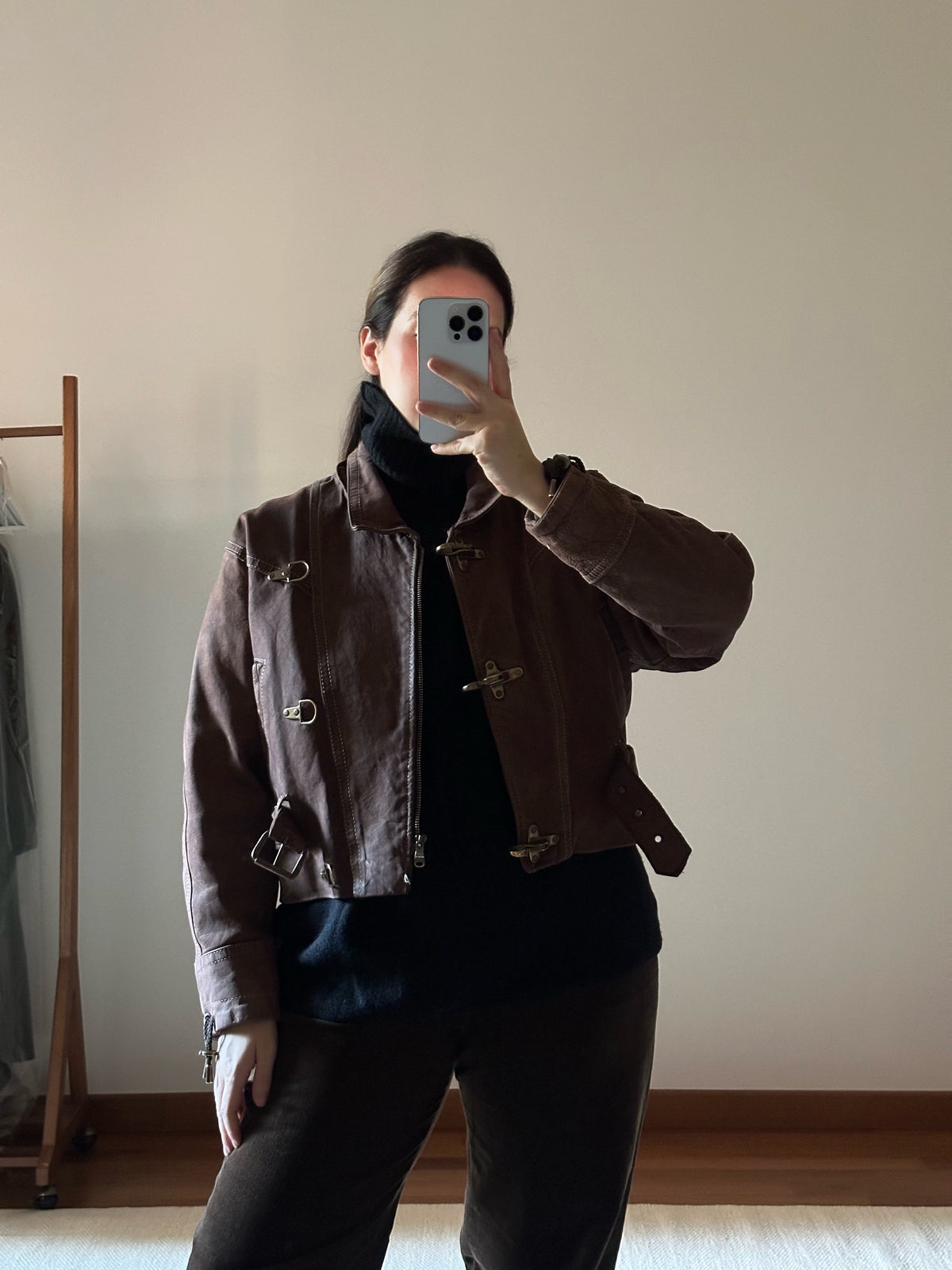 Brown Leather Biker Jacket