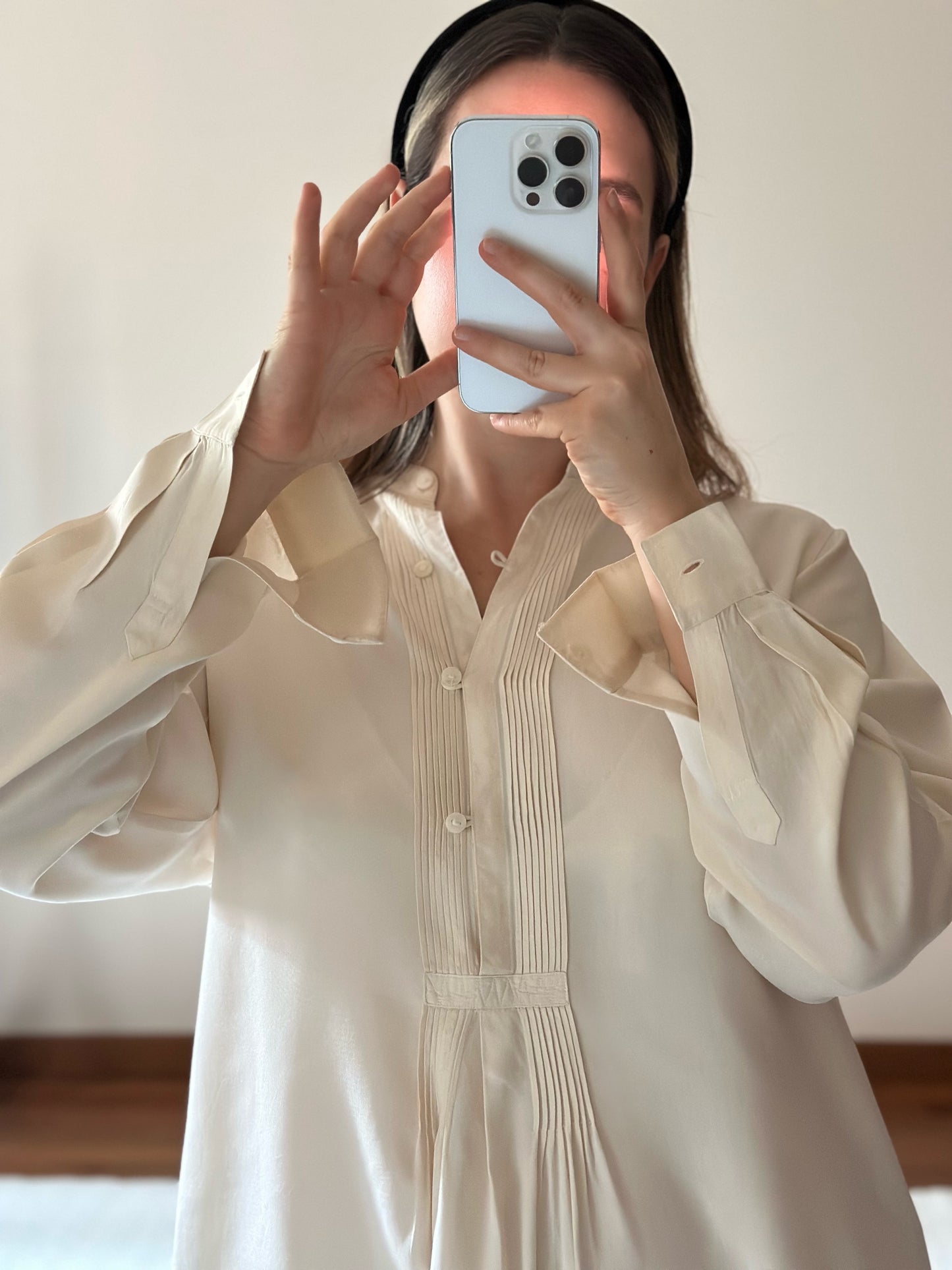 100% Silk Ivory White Blouse