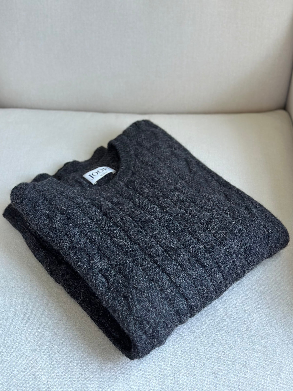 100% Alpaca Gray Cable Knit Sweater