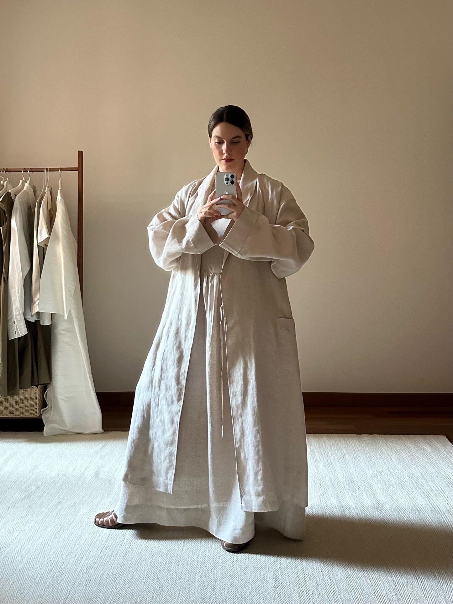 Frette 100% Linen Sand Beige Robe