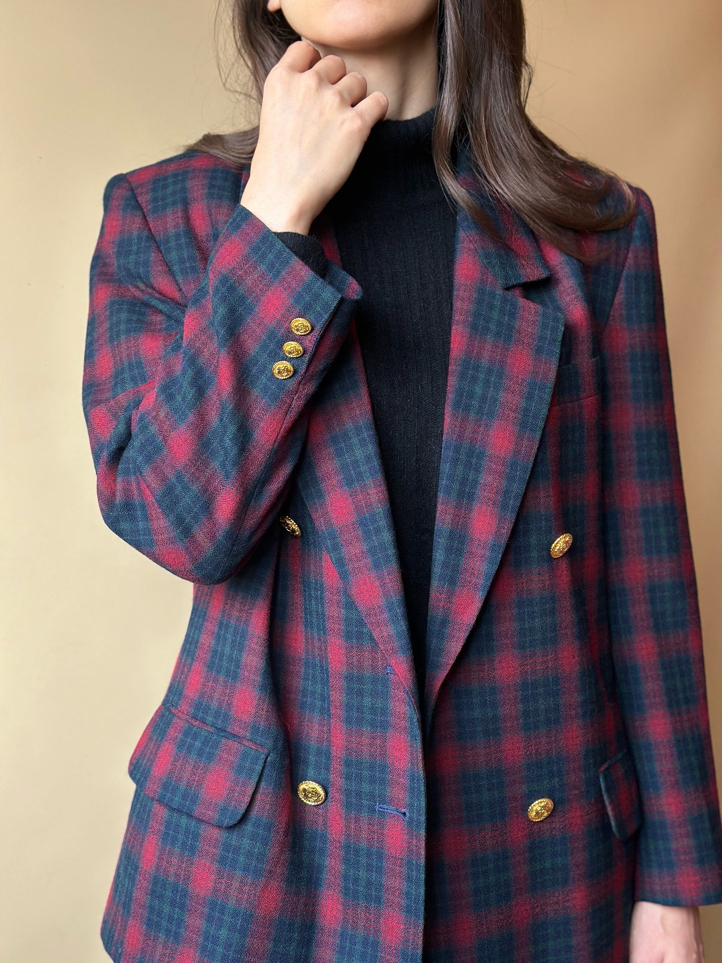 Vintage Burgundy Tartan Blazer