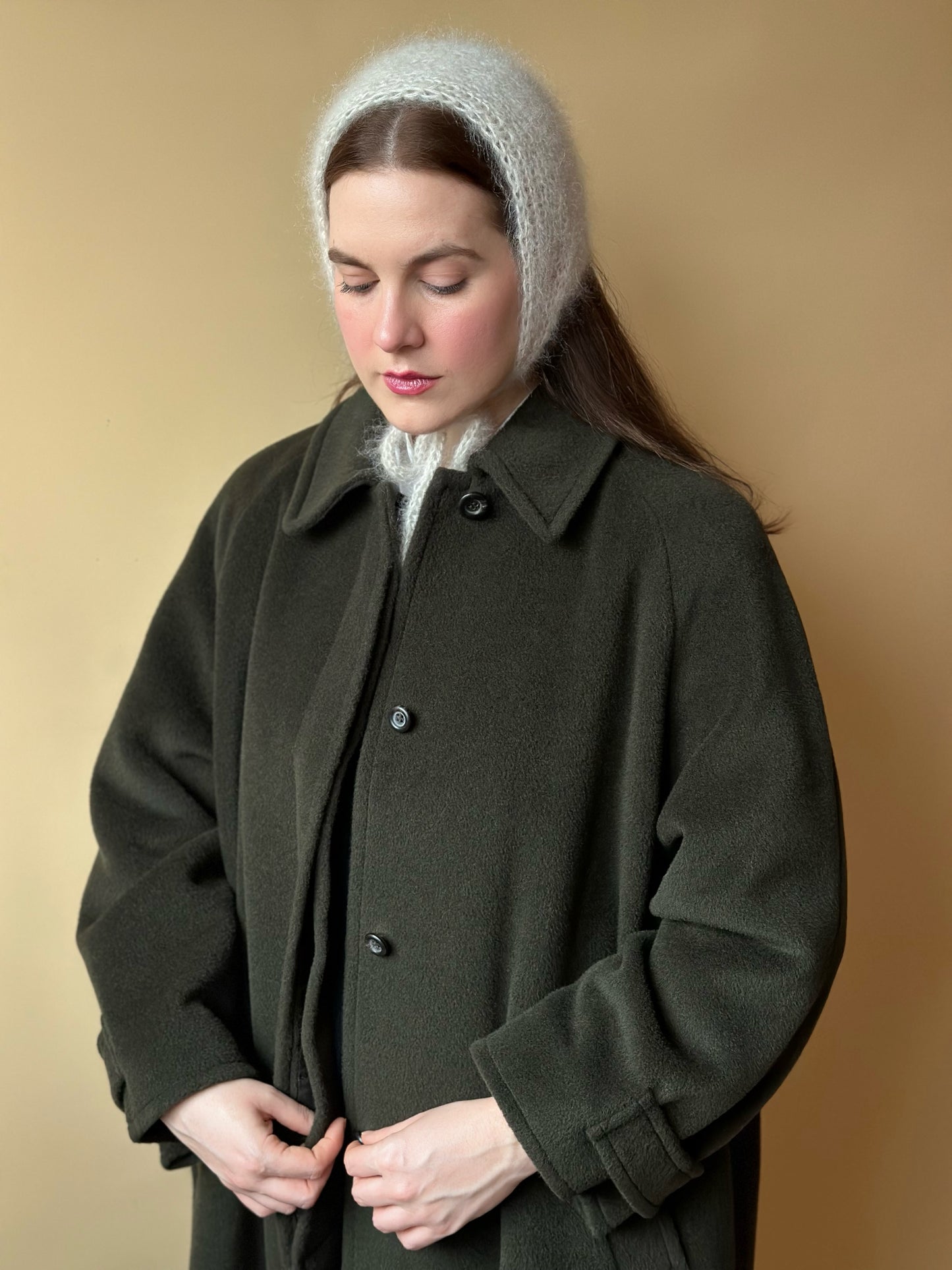 Vintage Wool & Cashmere Moss Green Coat