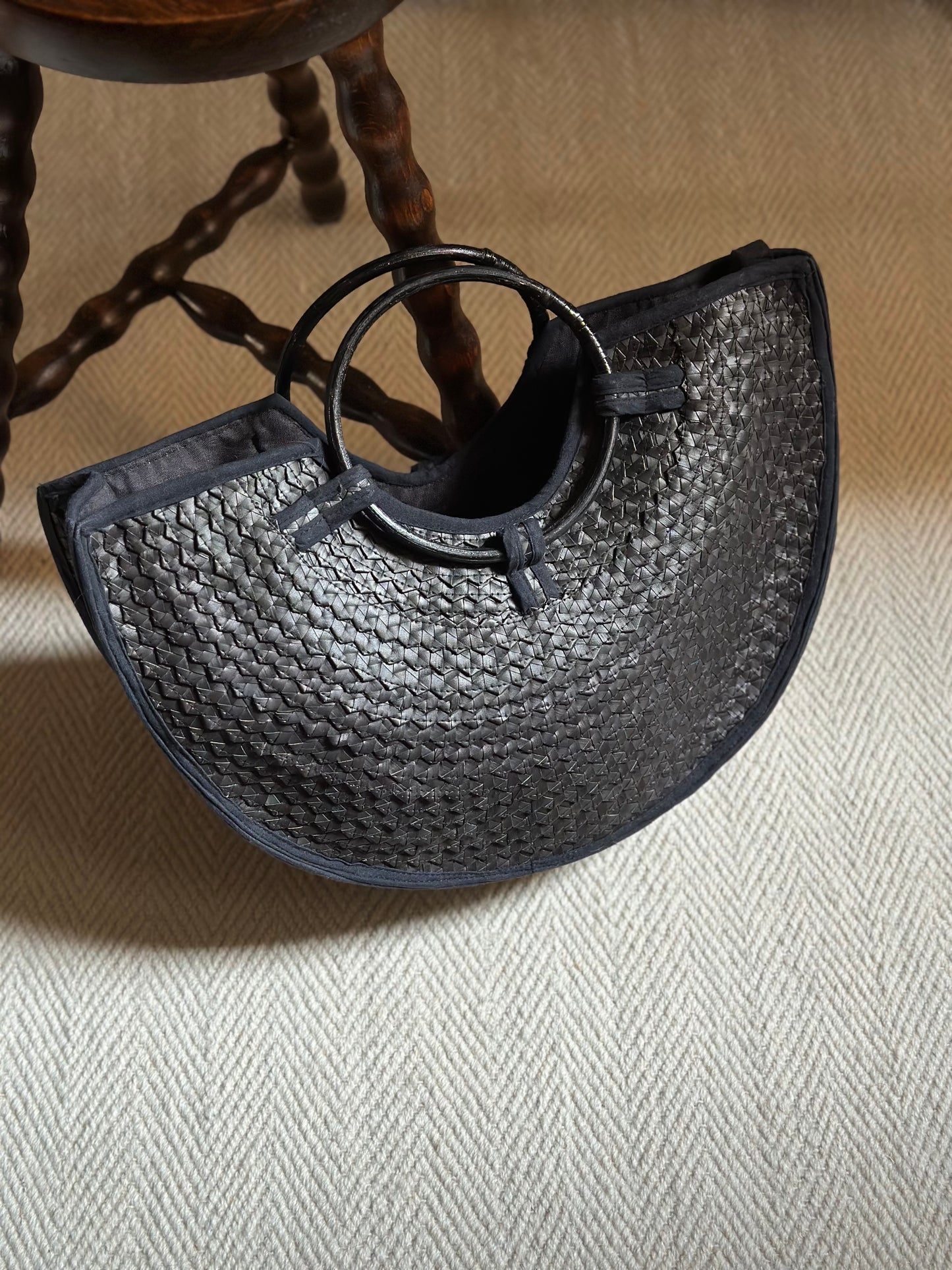 Black Rafia Handbag