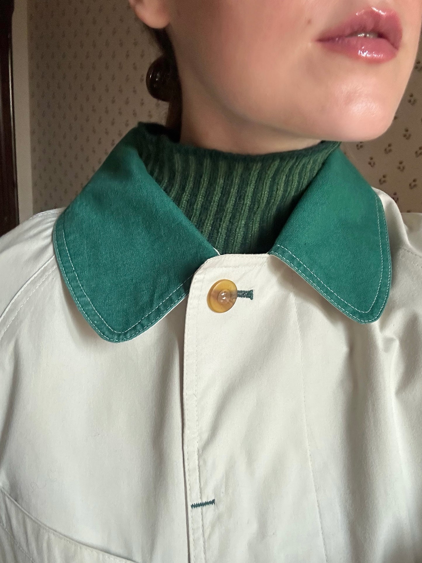 Vintage Green Collar Korean Trench Coat