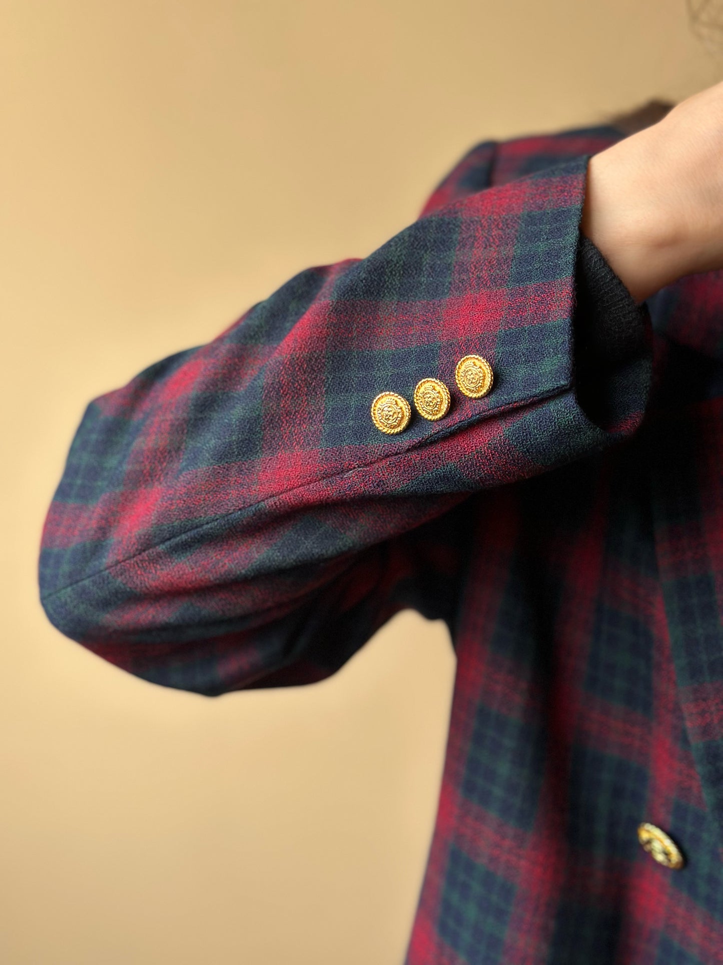 Vintage Burgundy Tartan Blazer