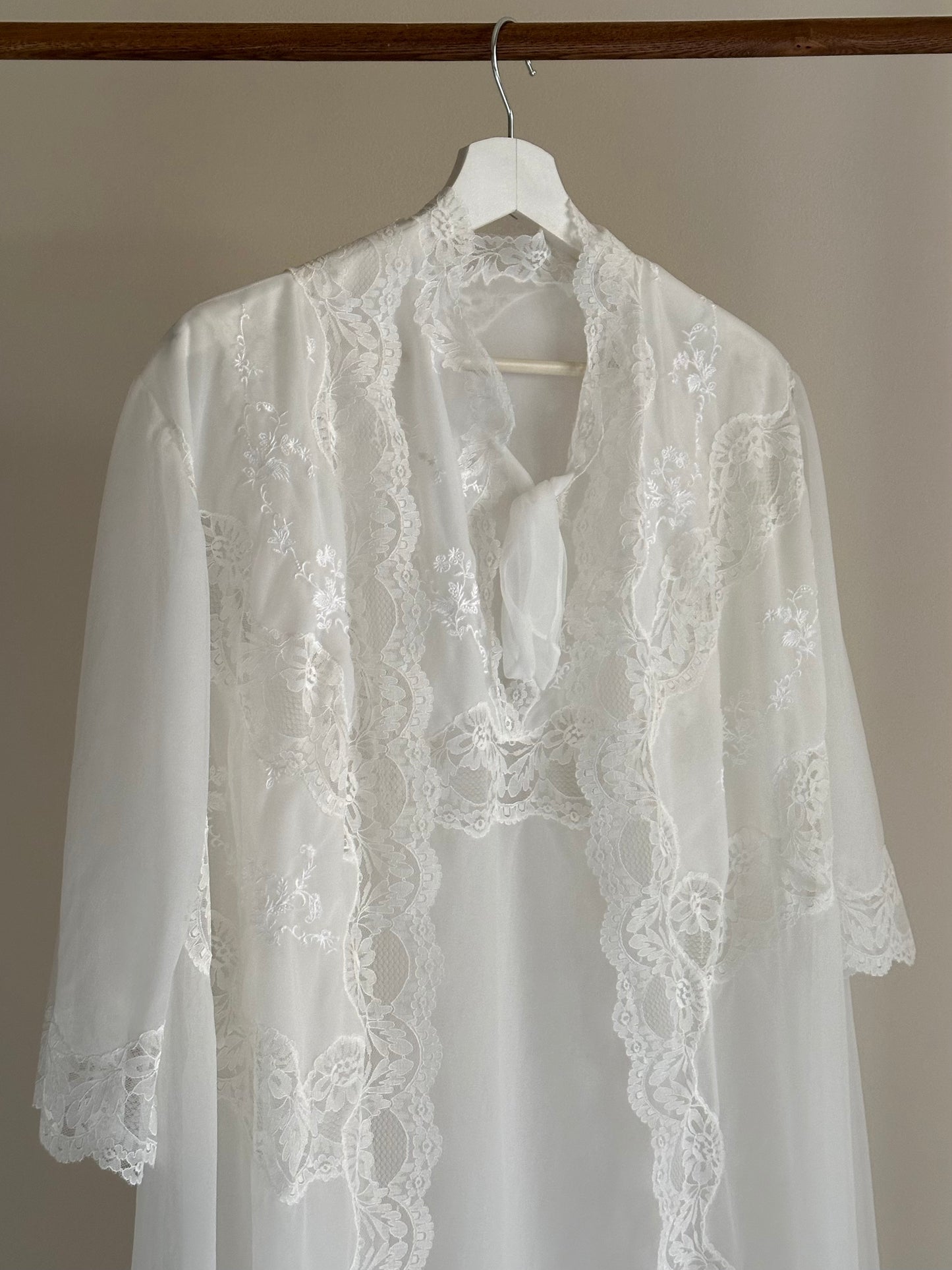 Set Of Lace Trimmed Nightgown and Dressing Gown