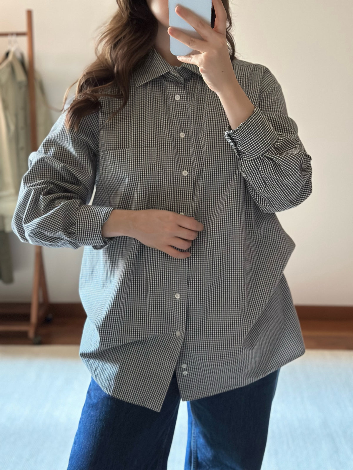 Dark Green Checkered Oversized Cotton Shirt