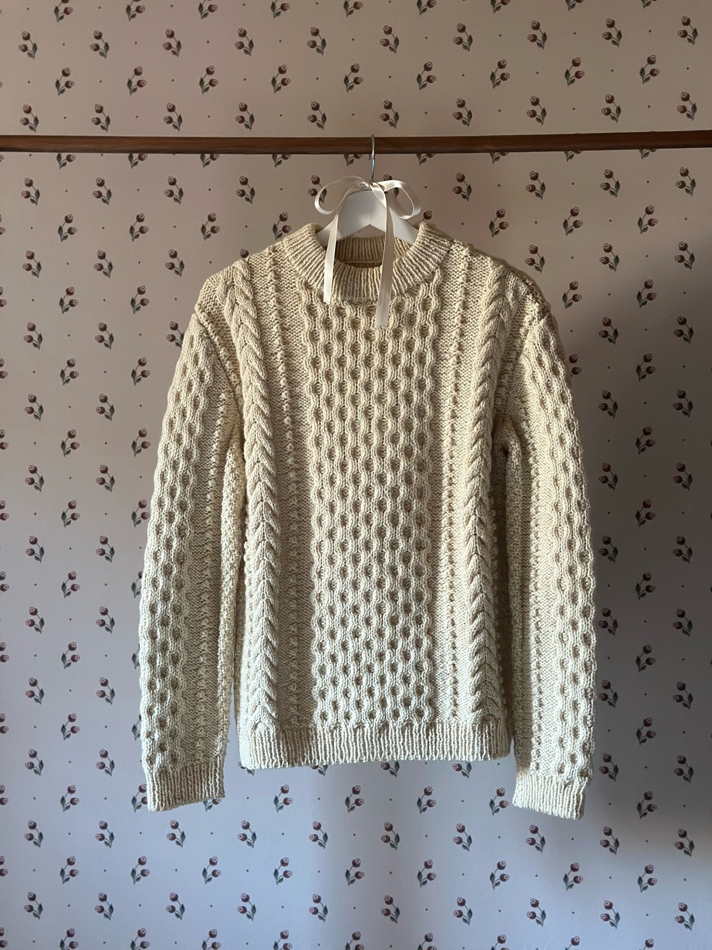 White Irish Cable Knit Sweater