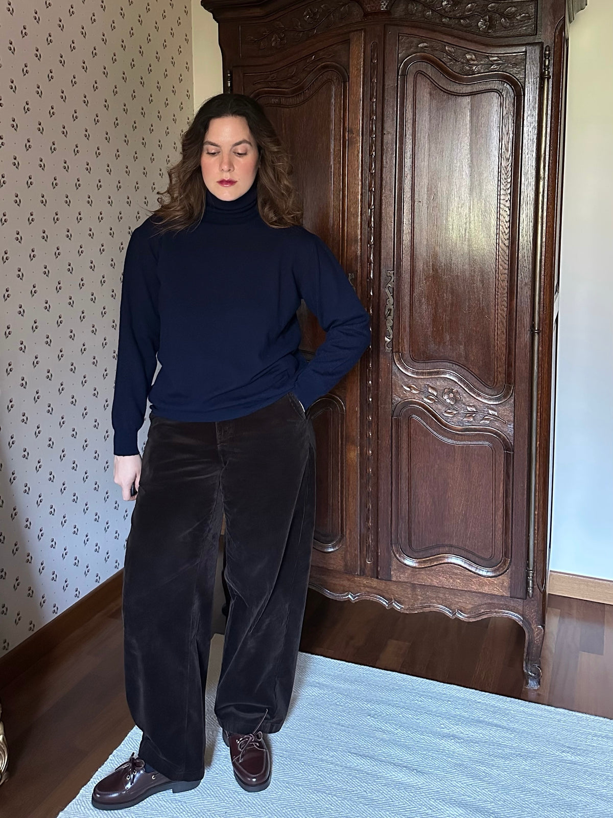 Pure Wool Navy Blue Turtleneck