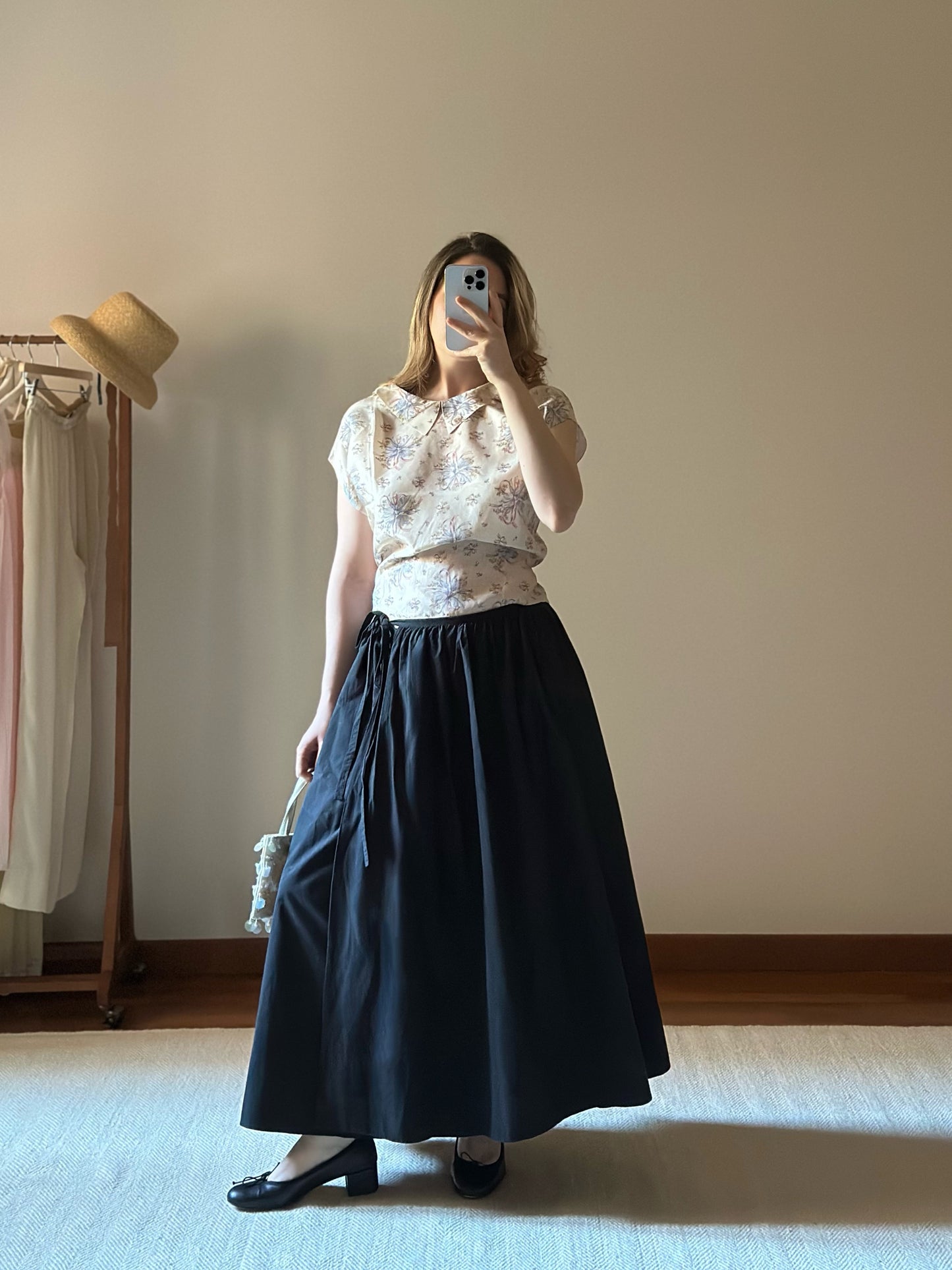 Something To Hold Black Cotton Wrap-Up Skirt