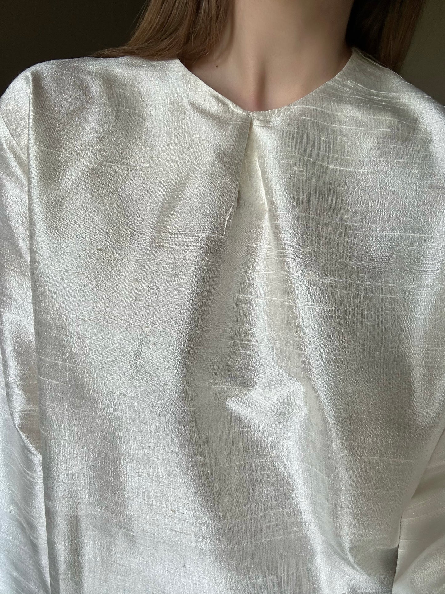 100% Silk White Long Tunic Dress