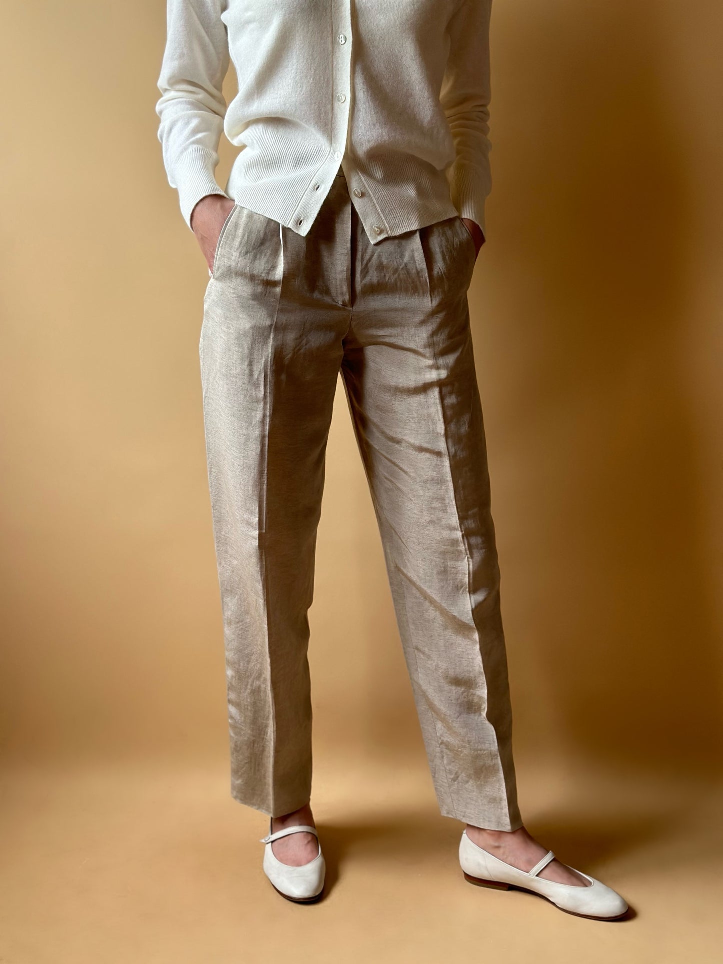 Vintage Max Mara Beige Silk Trousers