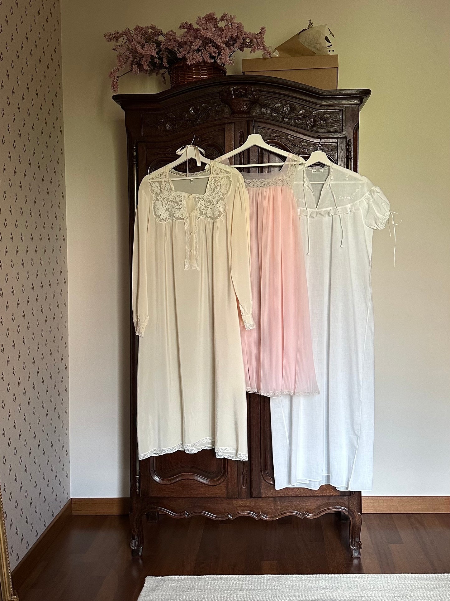 Vintage Baby Pink Pleated Nightgown