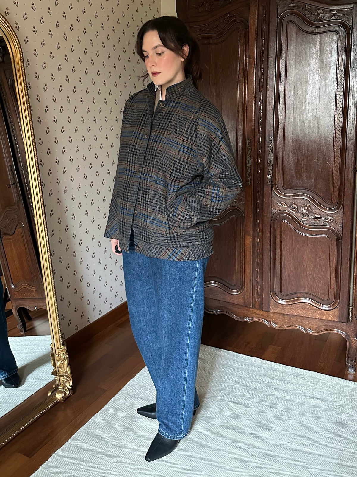 Tartan Wool Bomber Jacket