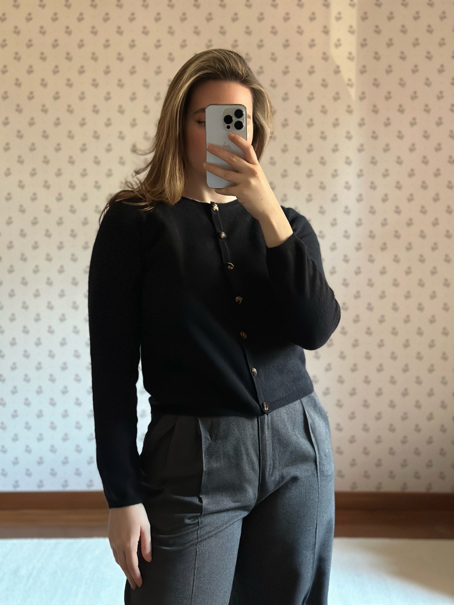 Blumarine Wool and Angora Black Cardigan