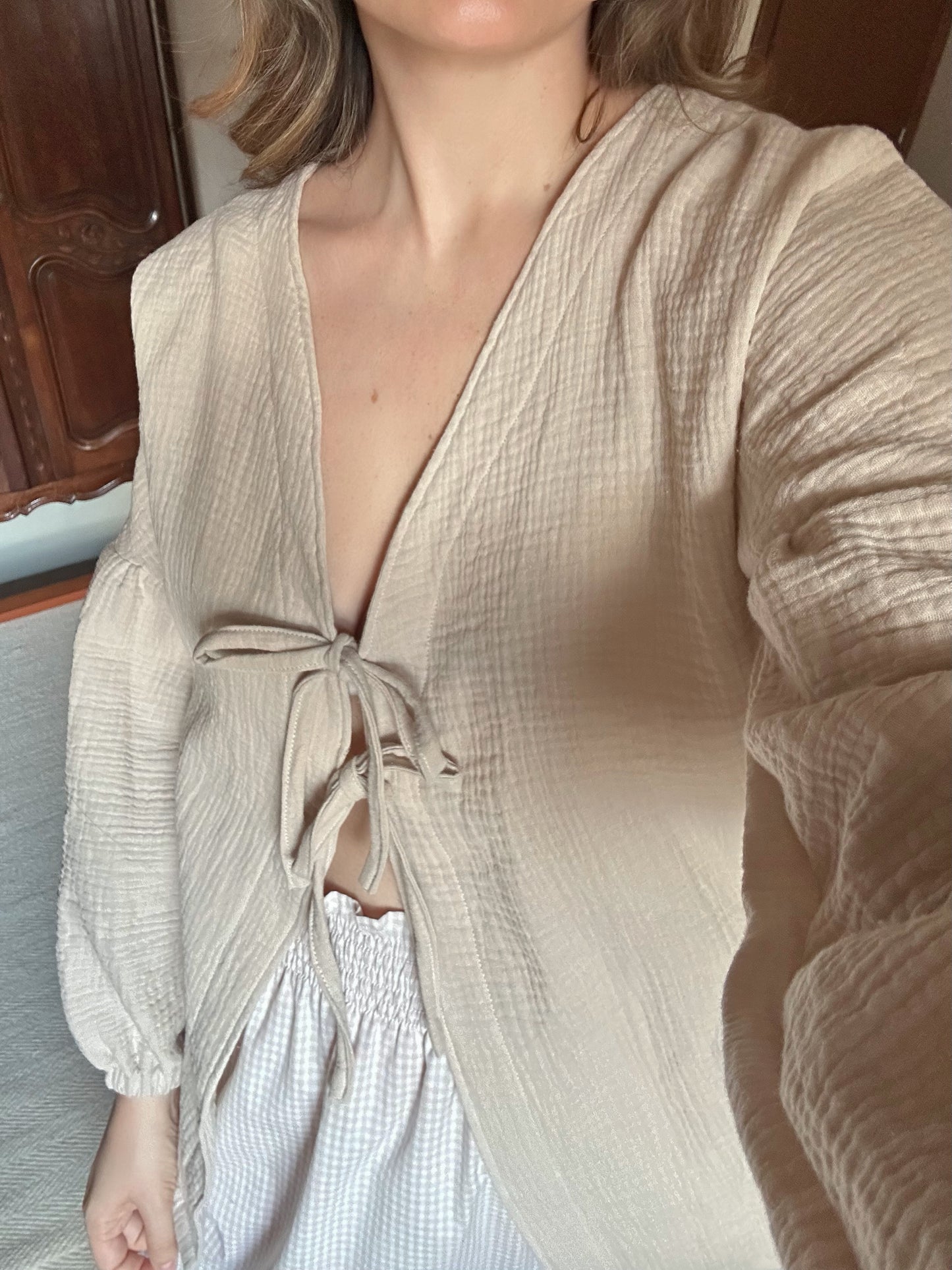 Cotton Muslin Bow Blouse